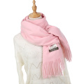 Écharpe de luxe pour femmes de couleur unie, châle et enveloppes en cachemire d&#39;hiver